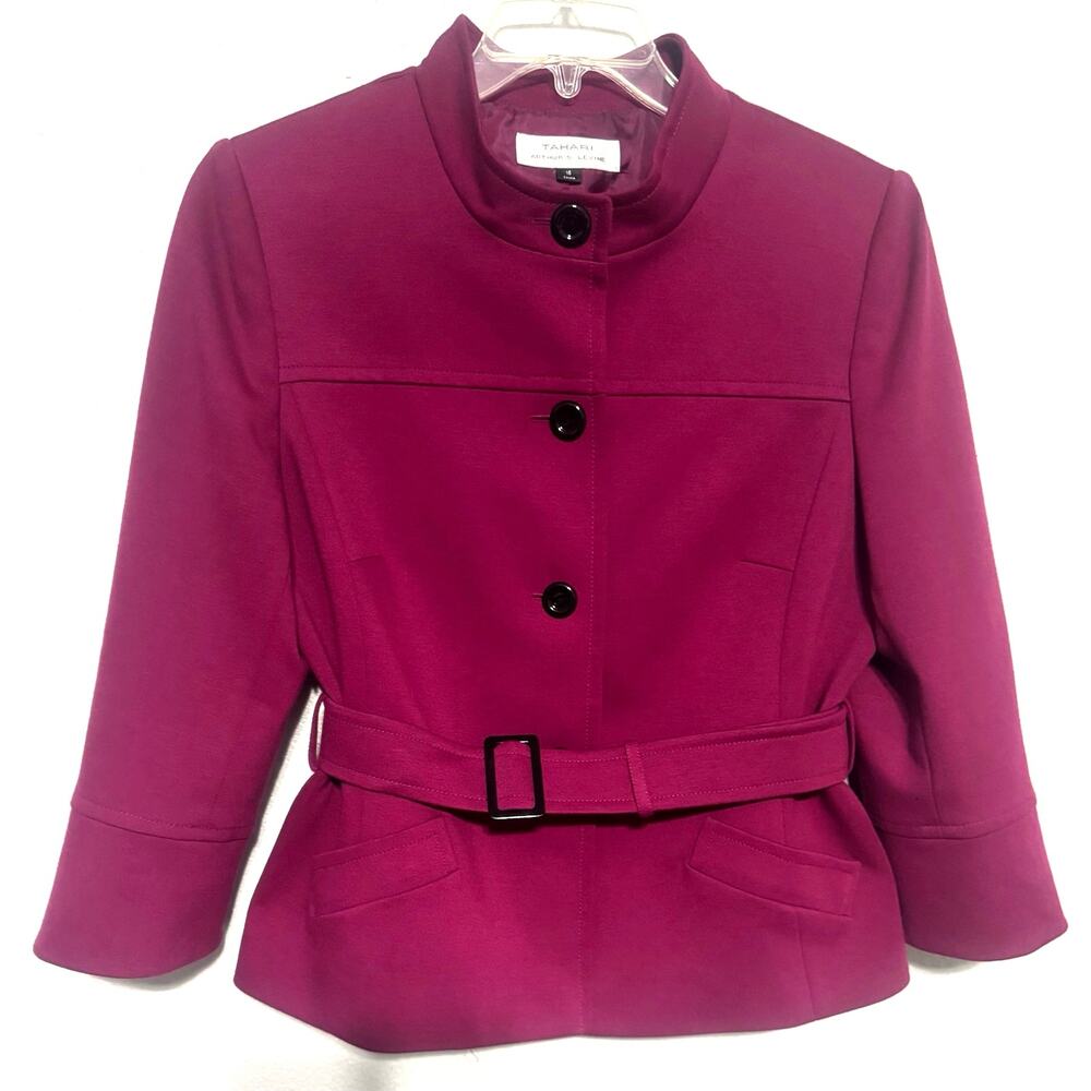 Tahari Arthur S. Levine Blazer Jacket Sz 16 Magenta Pink Tailored High End Chic - Picture 3 of 8